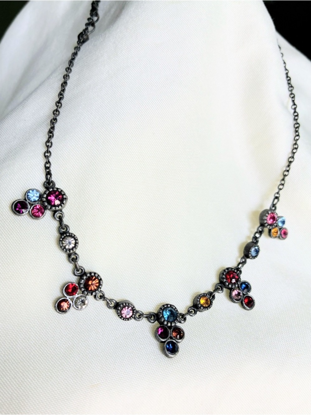 Multicolor Crystal Station Necklace by
